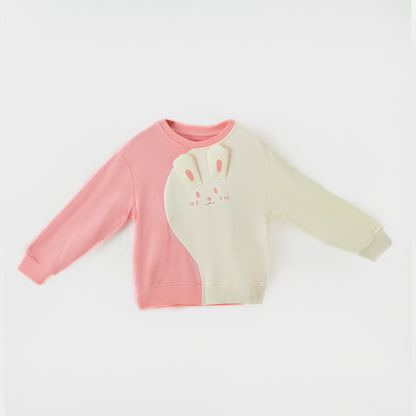 طقم سويت شيرت فضفاض بألوان متباينة من عمر سنتين إلى 7 سنوات 