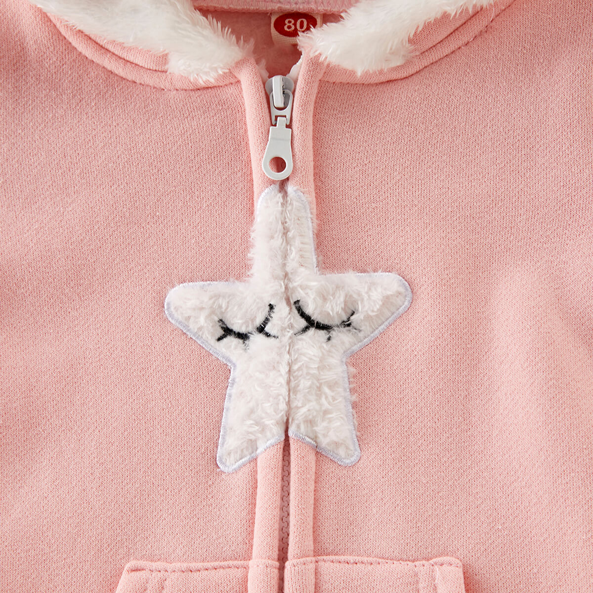 Baby Cute Furry Star Moon Printed Hooded Jumpsuit