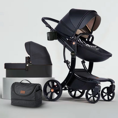 High-View Foldable Baby Stroller ｜ Luxury Baby Pram & Bassinet System ｜Spine Protection ｜Two-way