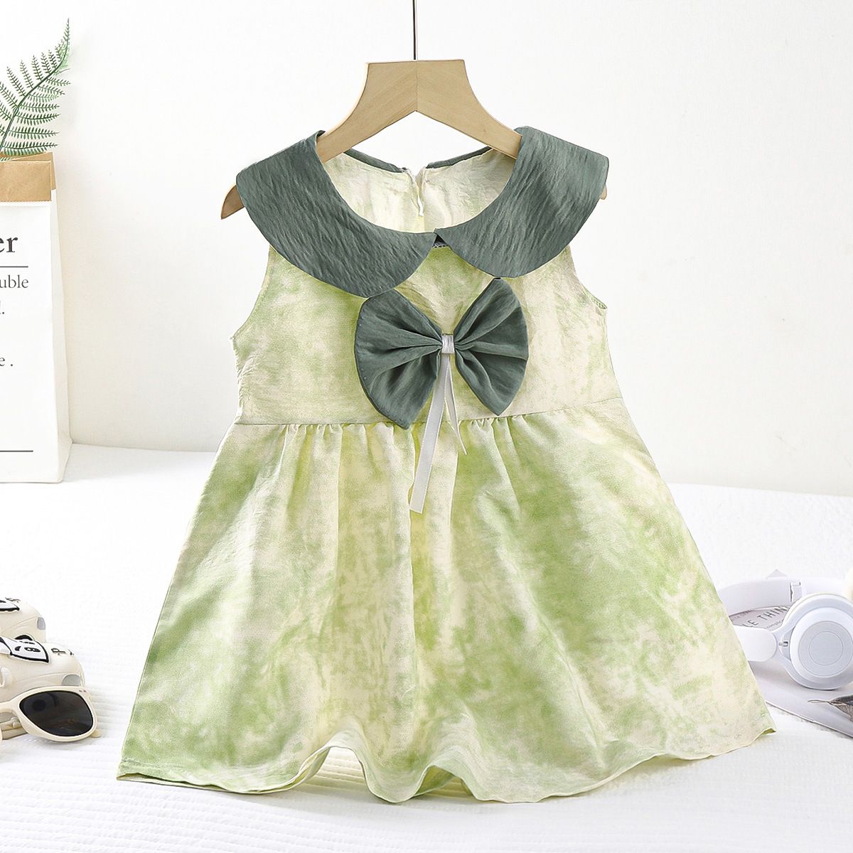 New summer dress cloud cotton princess dress sleeveless girl bow cute dress