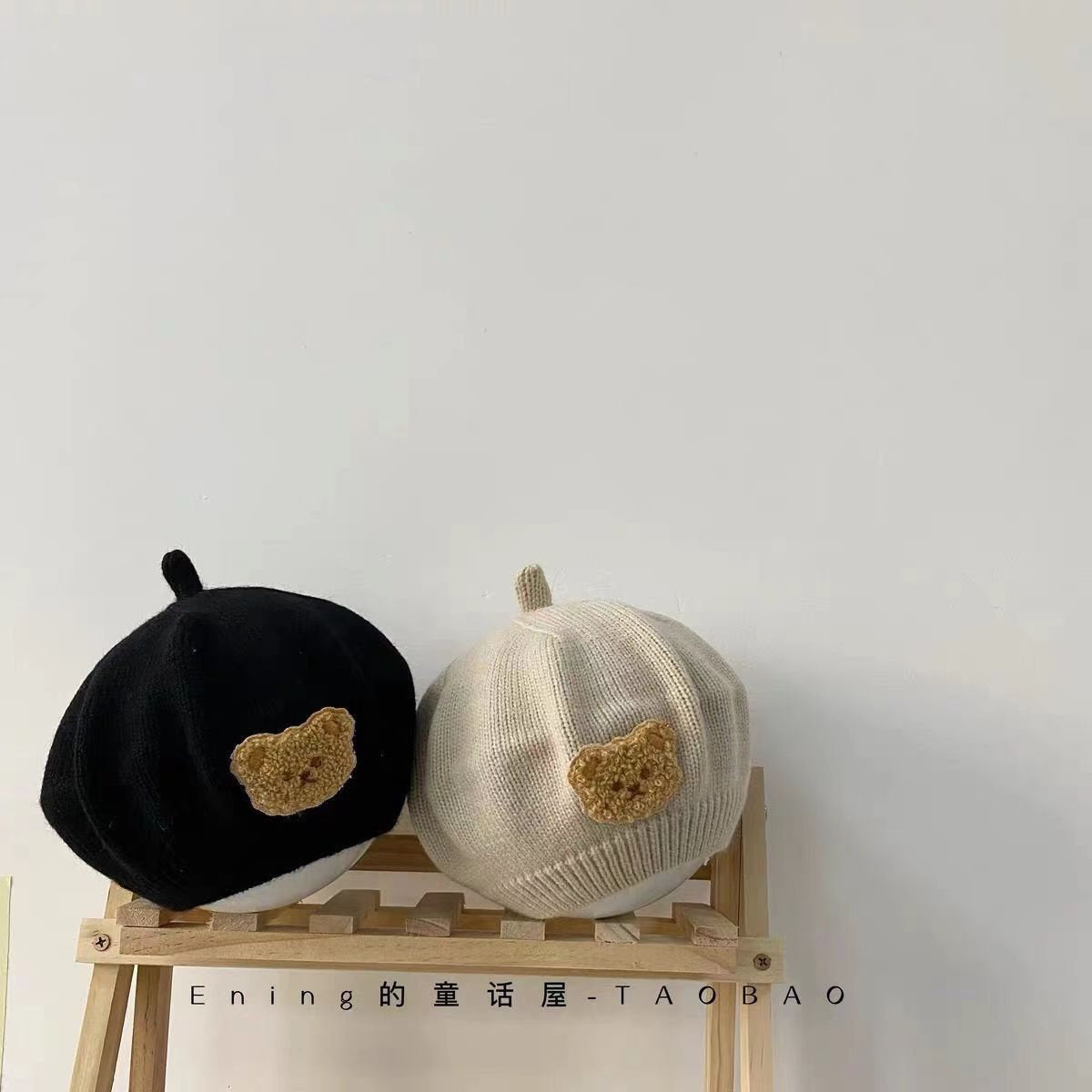 Children's baby cute bear knitted painter hat spring and autumn beret