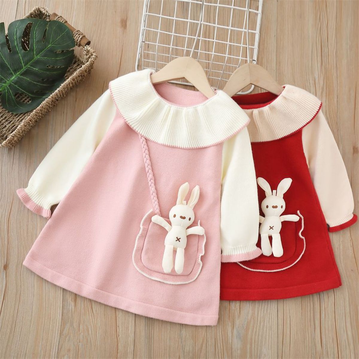 Girls sweater dress autumn and winter new backpack cute skirt