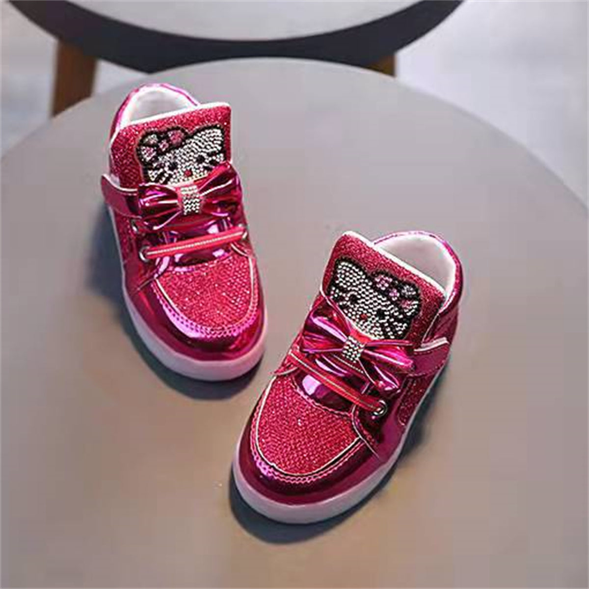 Children's Hello Kitty Princess Rhinestone Breathable Light-up Shoes