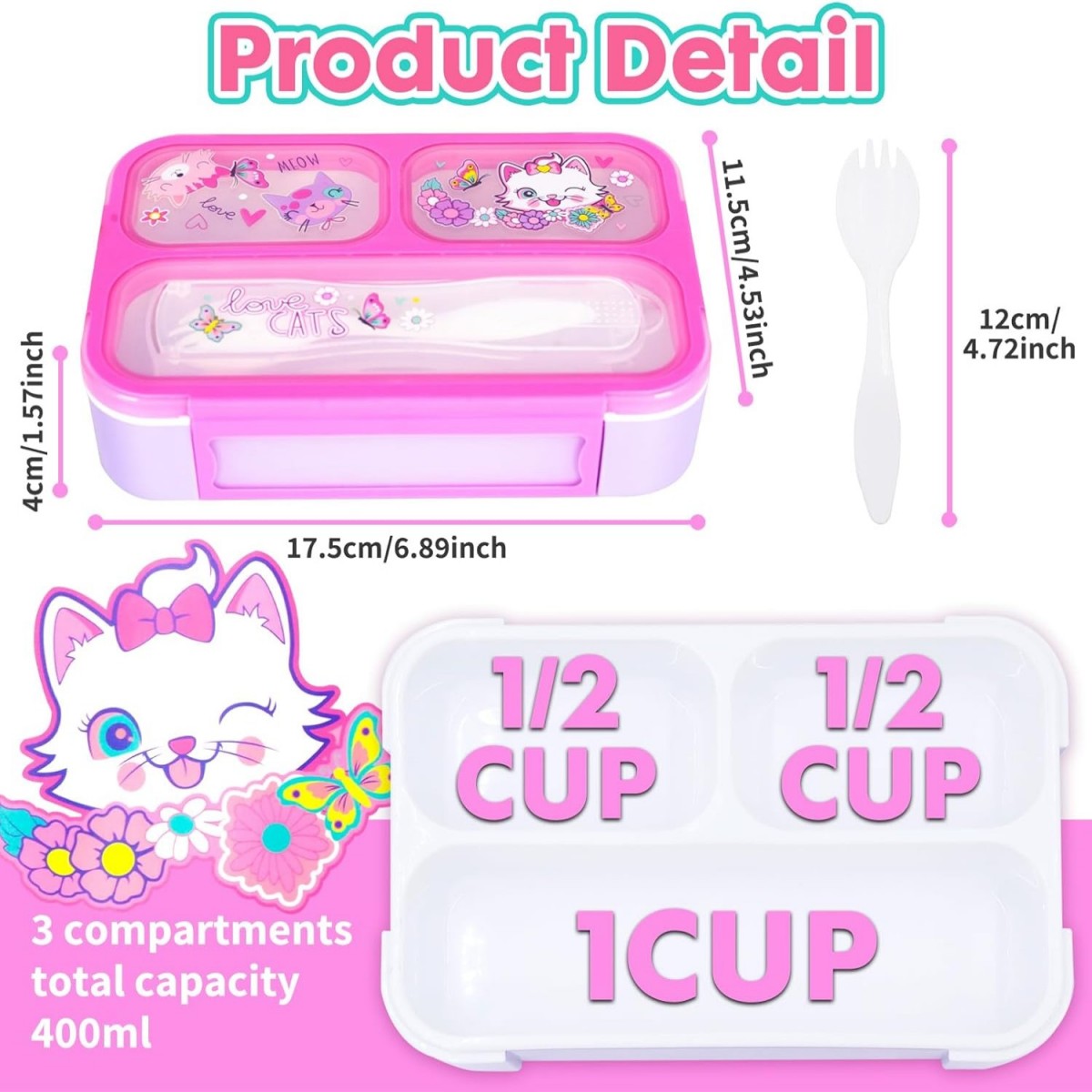 Lunch Box for School with Fork Included