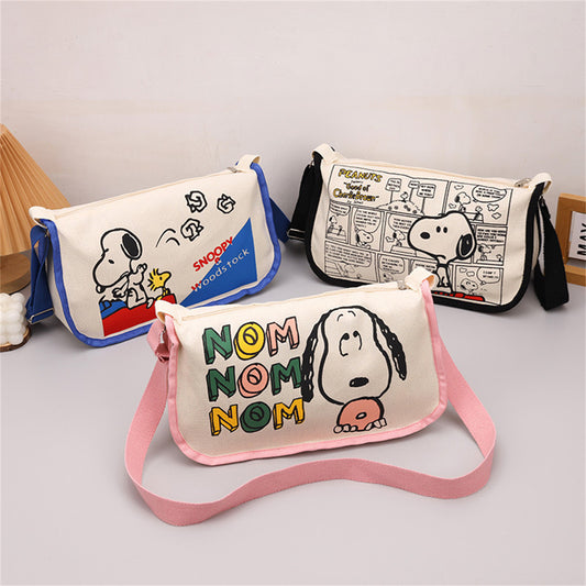 Children's canvas bag Snoopy shoulder bag casual student style printed cartoon bag