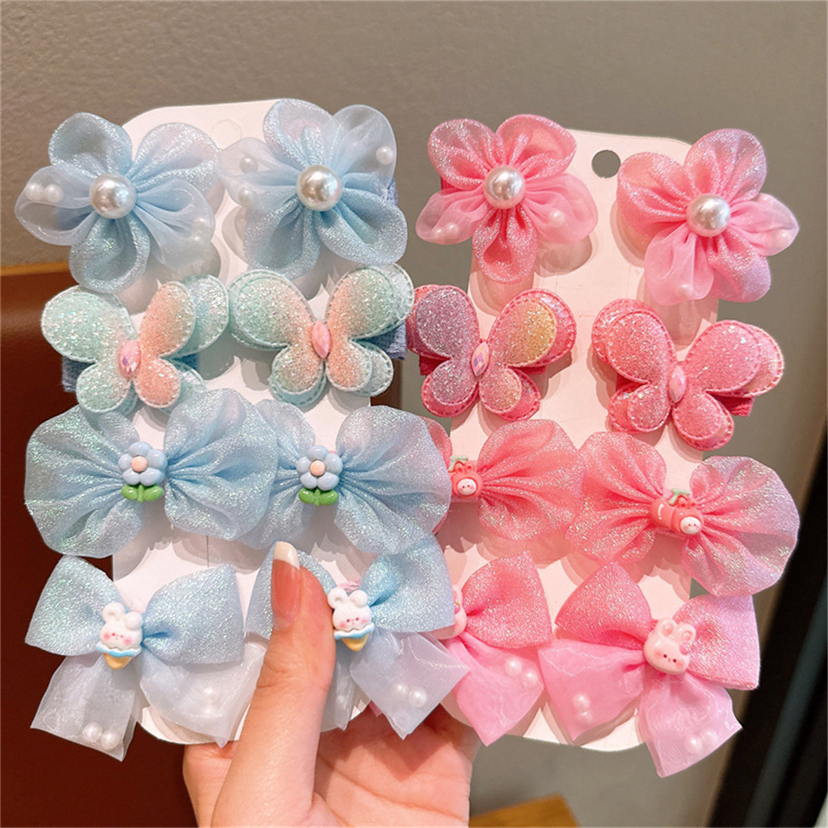 Children's bow hairpin princess super fairy yarn flower bangs clip does not hurt the hairpin