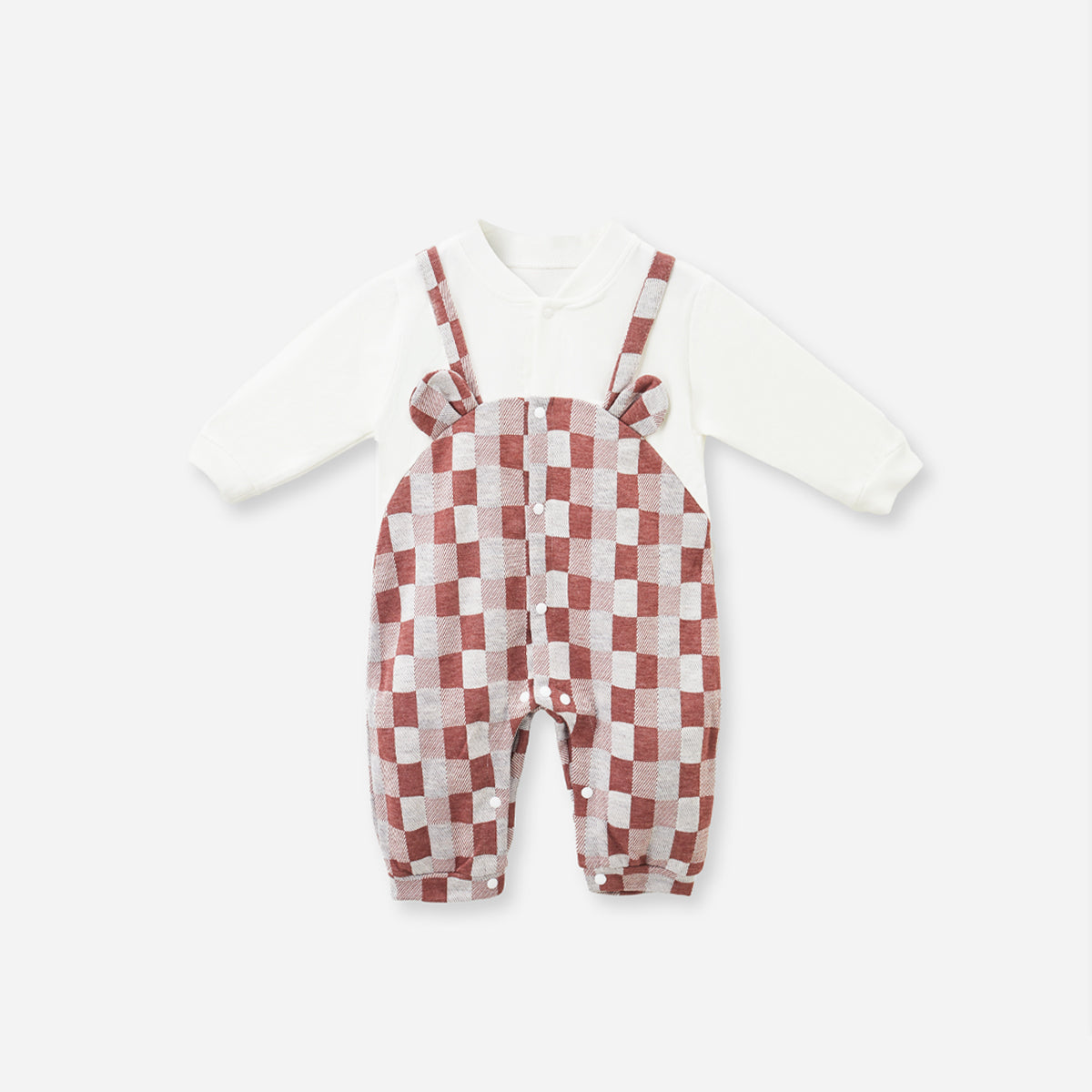 0-12 Months Plaid Suspender Romper