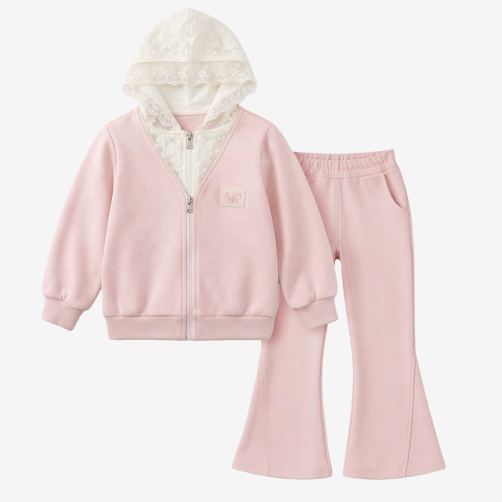 4-10 Years Lace Layered Sweatshirt Set