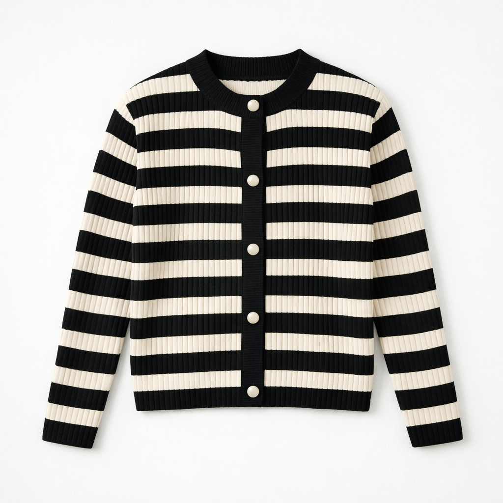 5-10 Years Striped Knit Cardigan