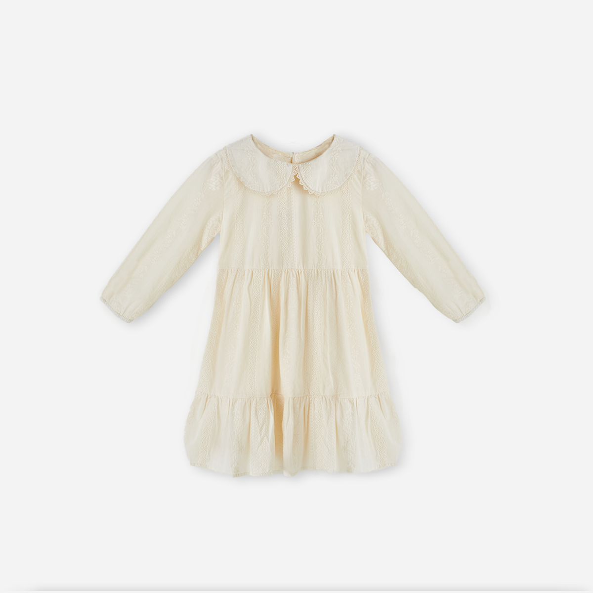 3–10 Years Hollow Embroidered Collar Dress