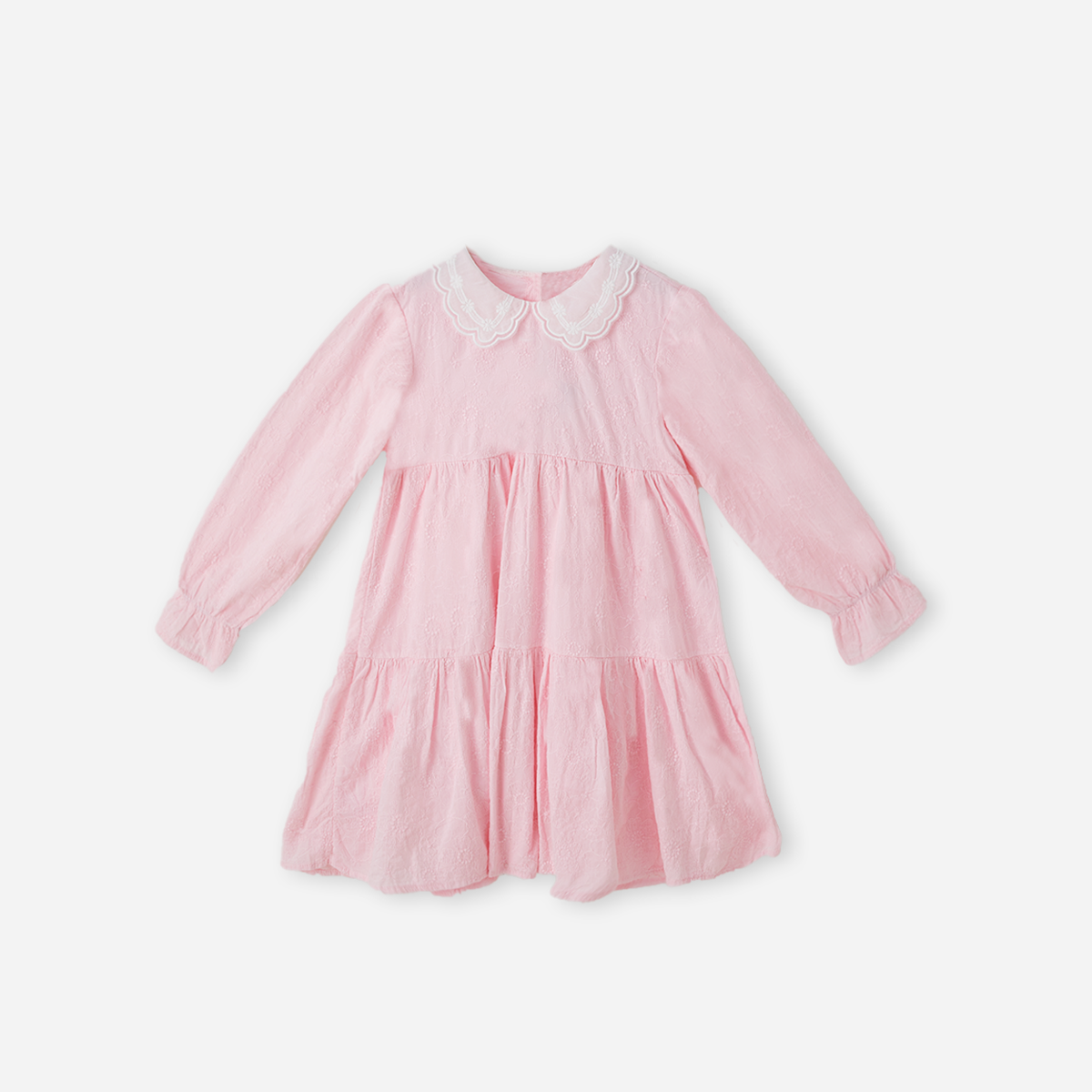 3–10 Years Hollow Embroidered Collar Dress