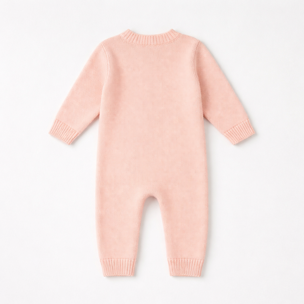 Sweet Strawberry Knitted Baby Girl Romper - Long Sleeve Warm Jumpsuit for Autumn Winter