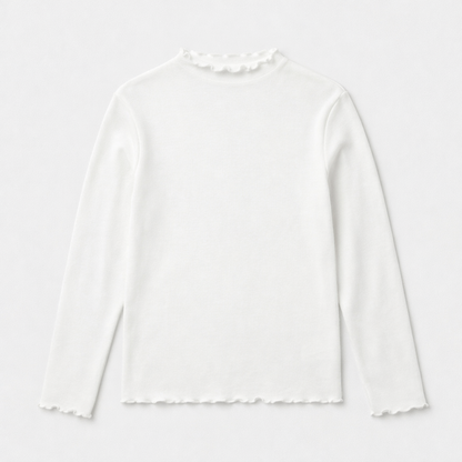 5-10 Years Thick Ruffled Mock Neck Top