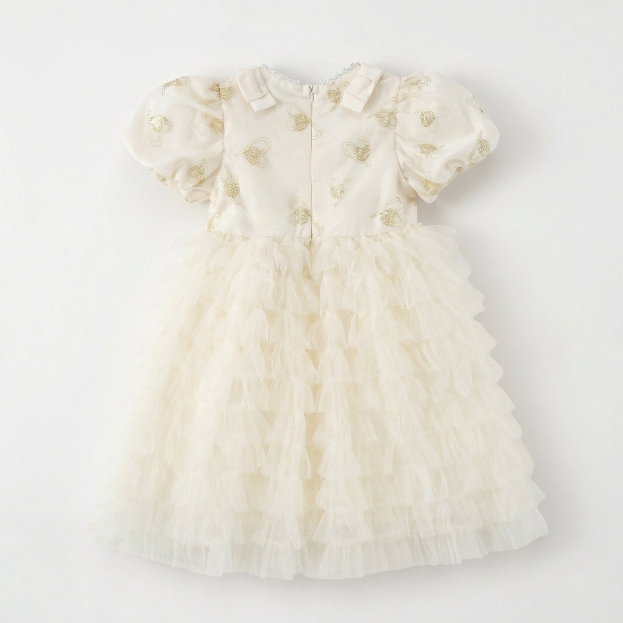 Heart Embroidery Tulle Tiered Dress For Party Girl