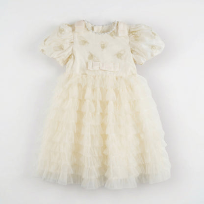 Heart Embroidery Tulle Tiered Dress For Party Girl