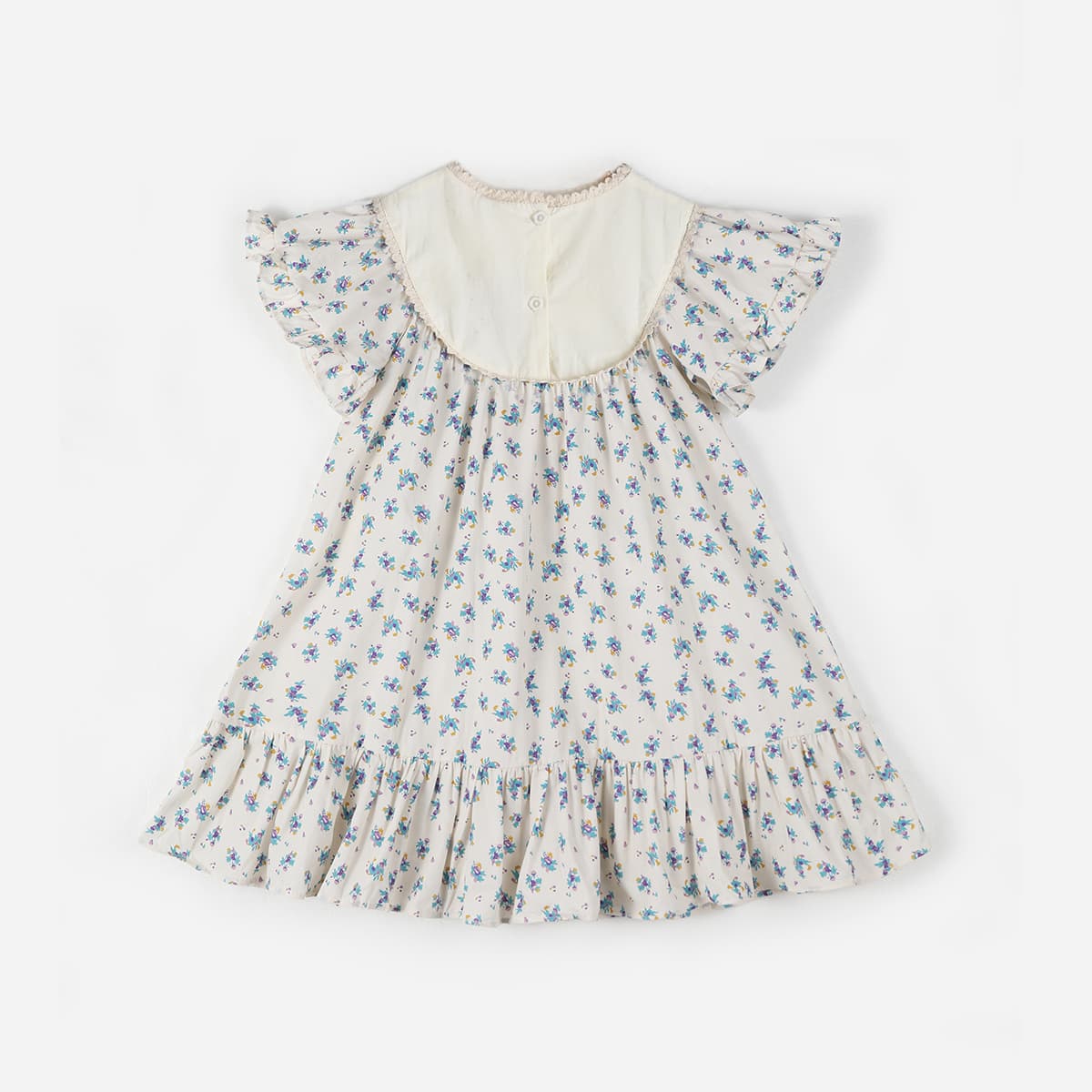 Flutter Sleeve Bow Embroidery French Dress Girl