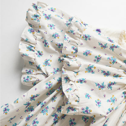 Flutter Sleeve Bow Embroidery French Dress Girl