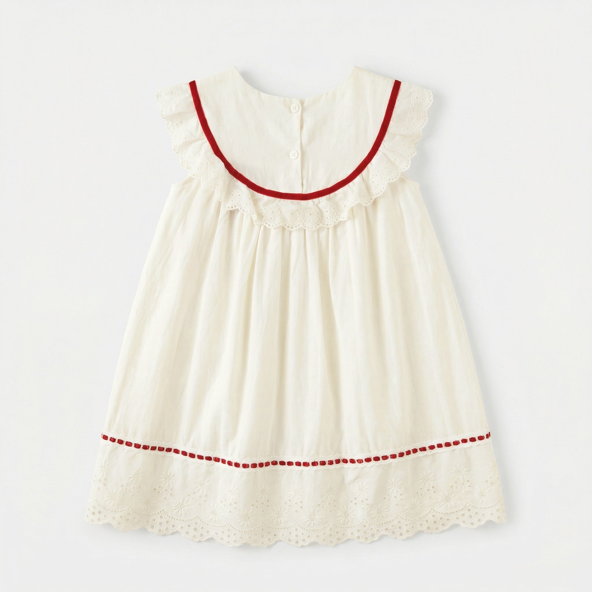 Red Ribbon Ruffle Lace Dress Girl