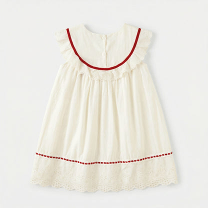 Red Ribbon Ruffle Lace Dress Girl