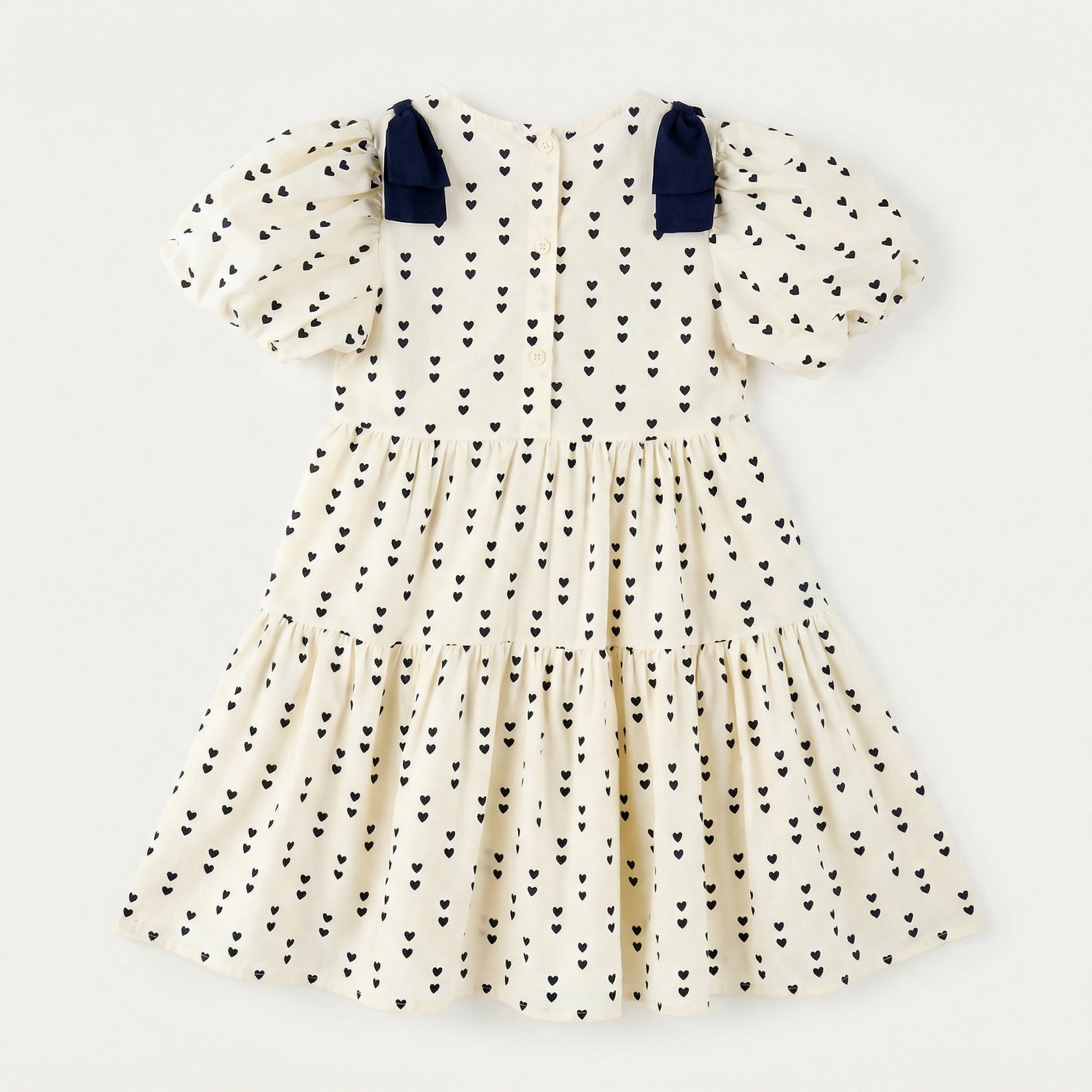 All-over Heart Bow Print Dress Girl