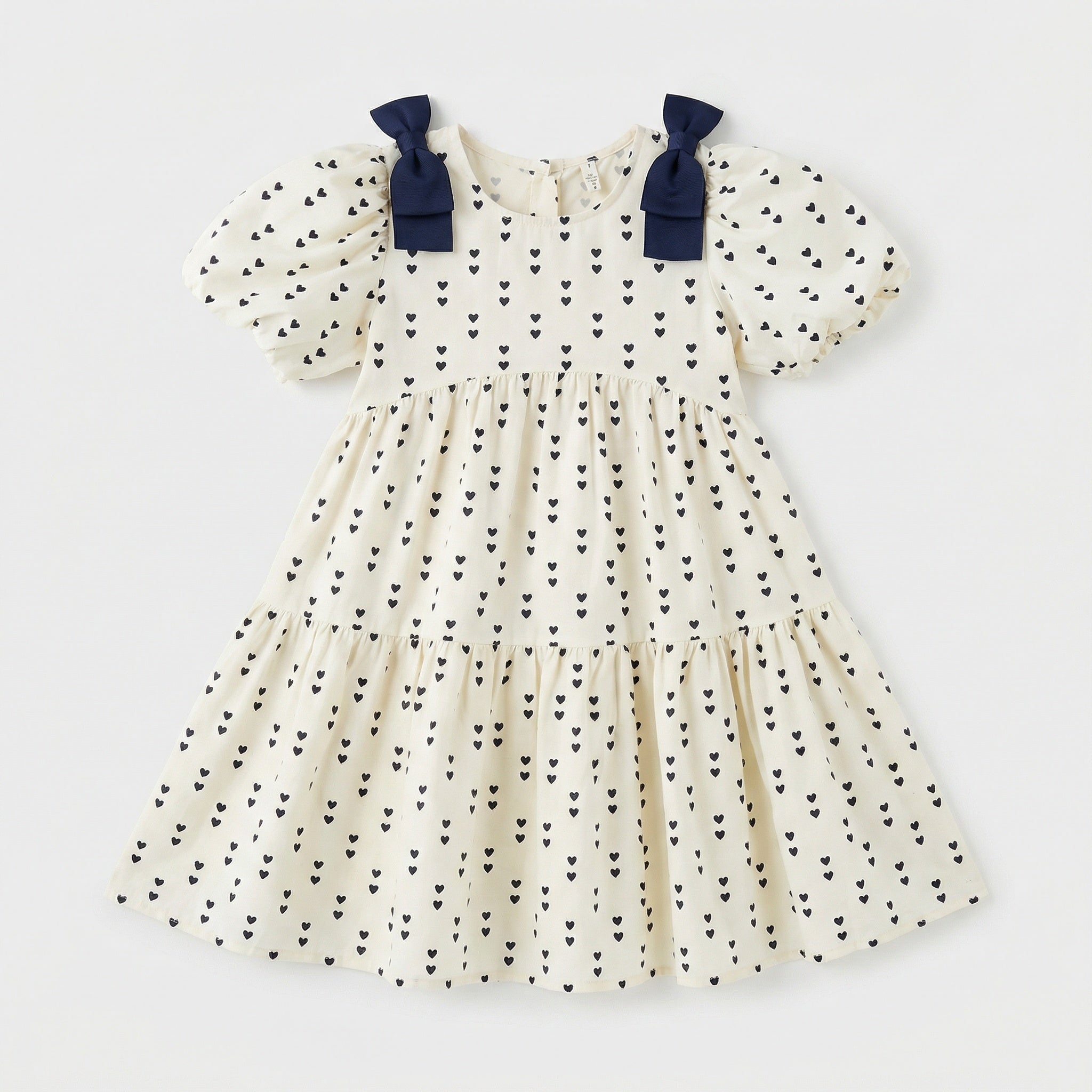 All-over Heart Bow Print Dress Girl