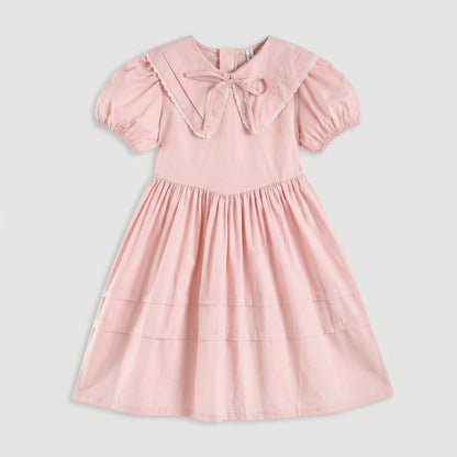 Lapel Bow Dress Girl