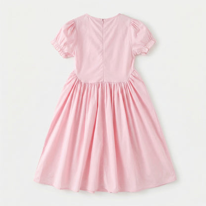 Puff Sleeve Bow Collar Dress Girl