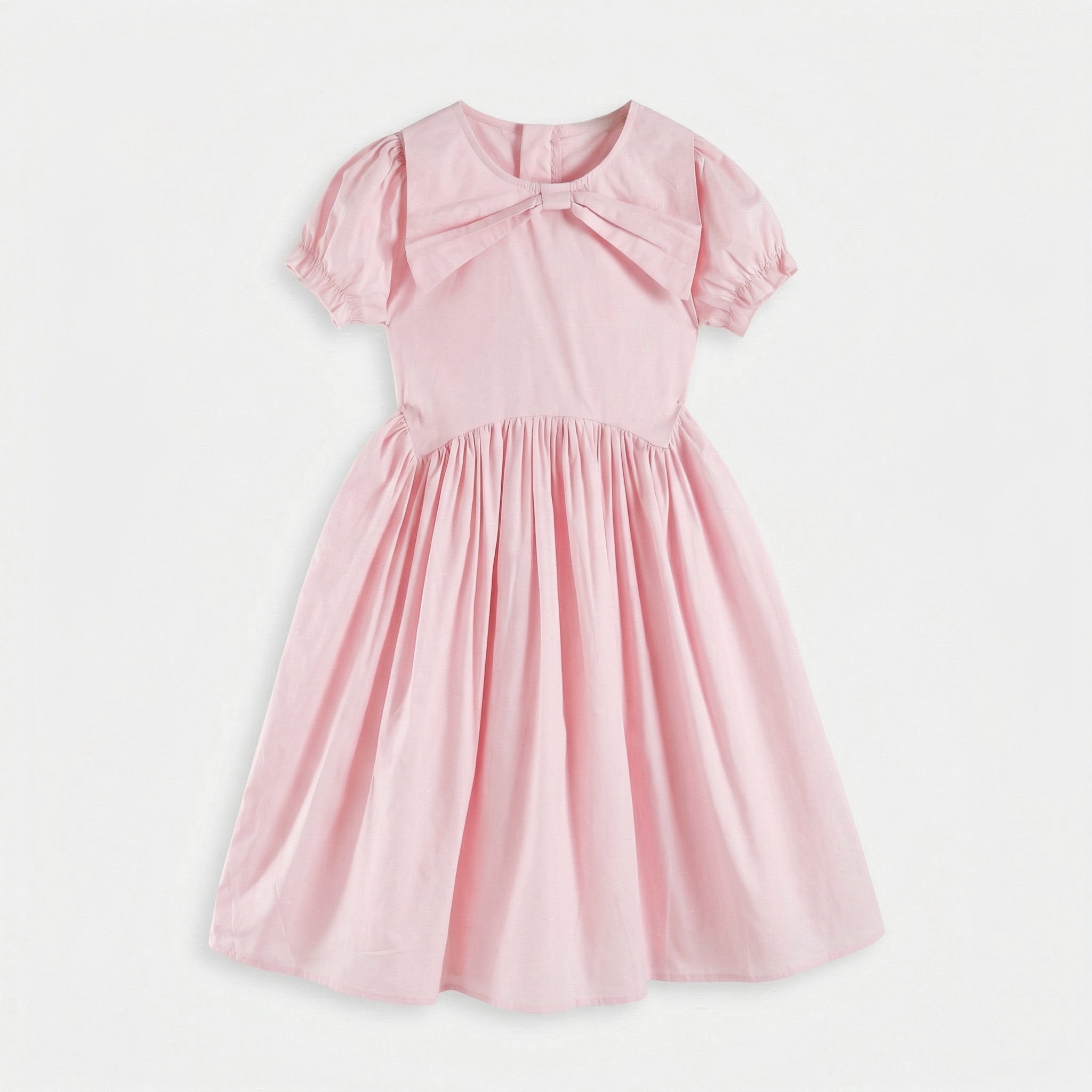 Puff Sleeve Bow Collar Dress Girl