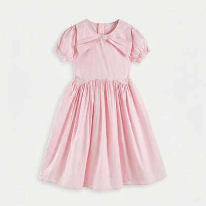 Puff Sleeve Bow Collar Dress Girl