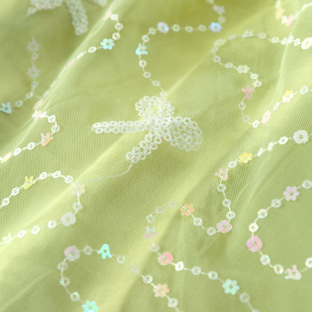 Sweet Lace Trim Tulle Peter Pan Collar Dress Green Girl