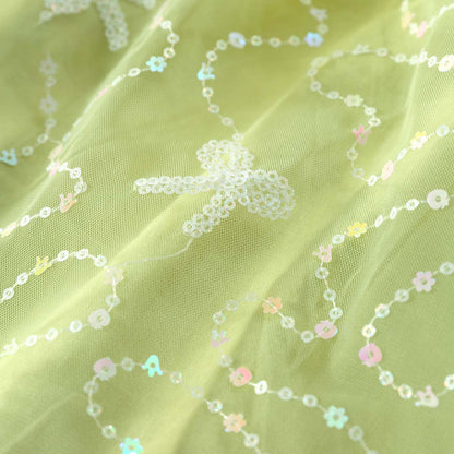 Sweet Lace Trim Tulle Peter Pan Collar Dress Green Girl