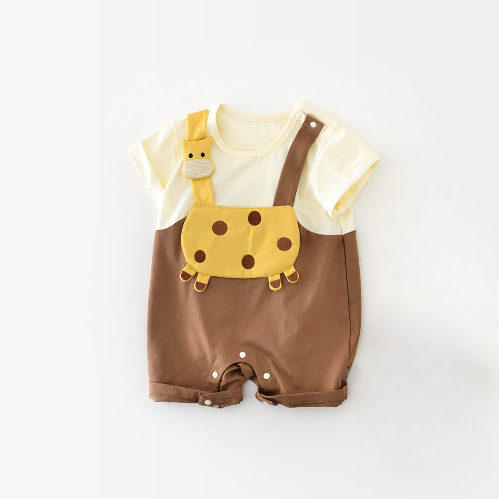 Giraffe Faux Two-piece Jumpsuit Boy