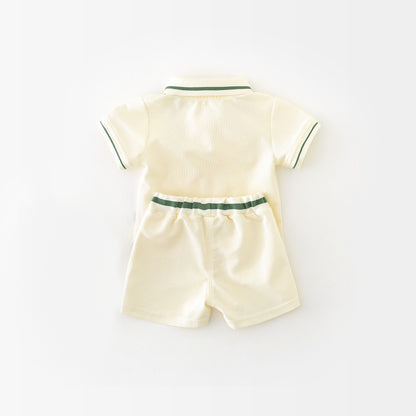 Cartoon Smile Short Sleeve Polo Suit Boy