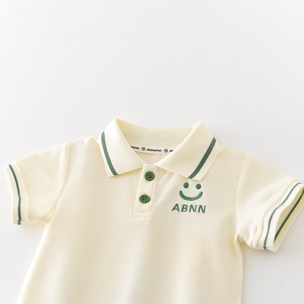 Cartoon Smile Short Sleeve Polo Suit Boy