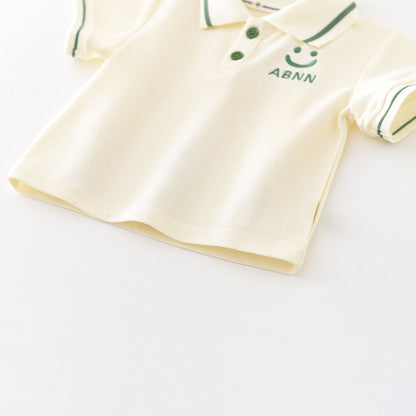 Cartoon Smile Short Sleeve Polo Suit Boy