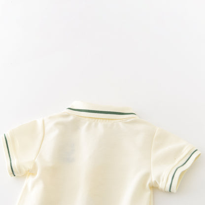 Cartoon Smile Short Sleeve Polo Suit Boy