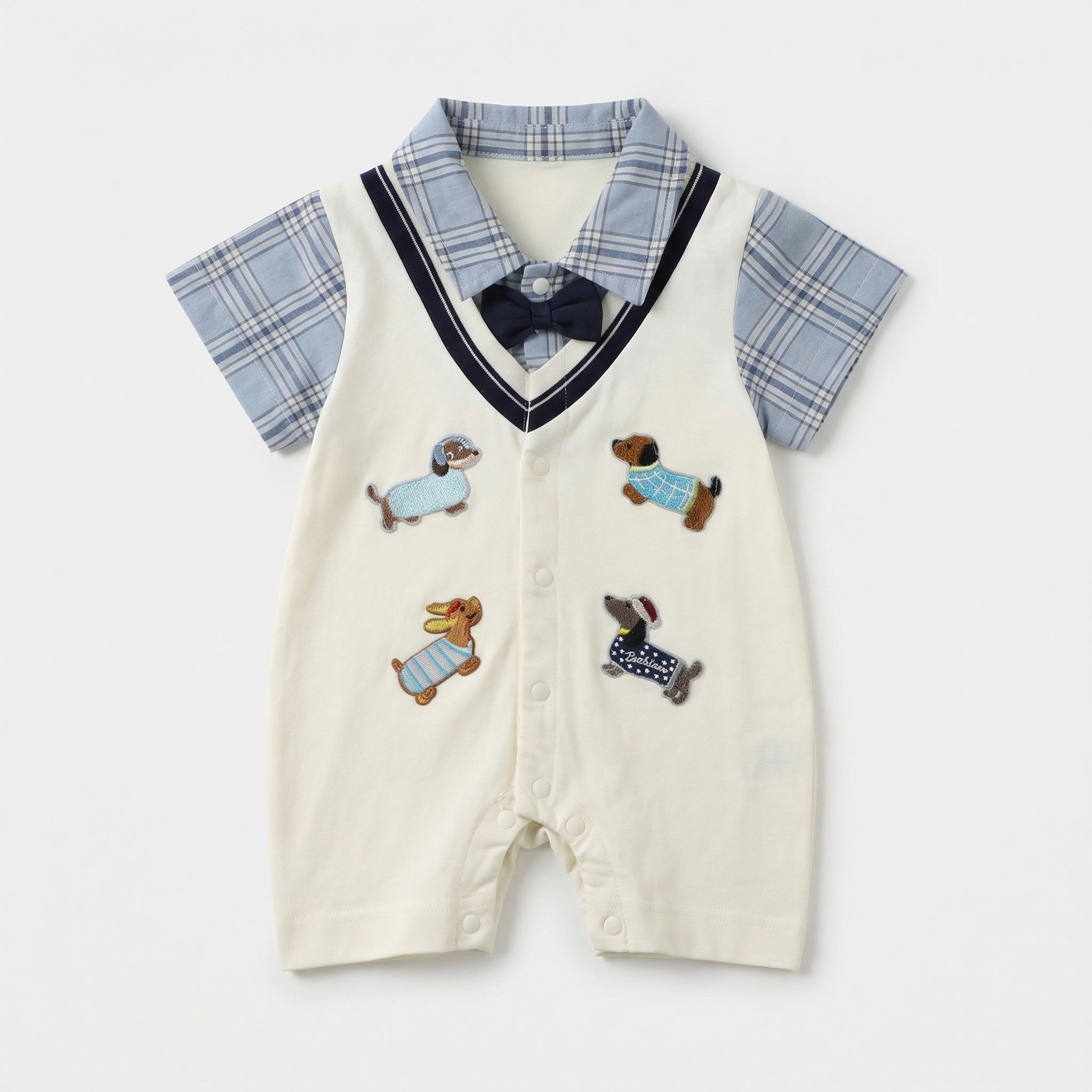 Faux Two-piece Four Dachshunds Jumpsuit Boy