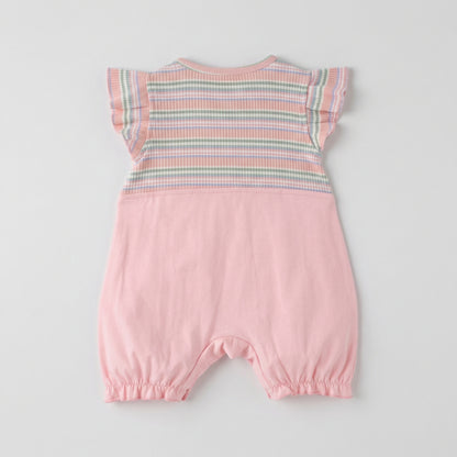 Faux Two-piece Cloud Bunny Flutter Sleeve Jumpsuit Girl