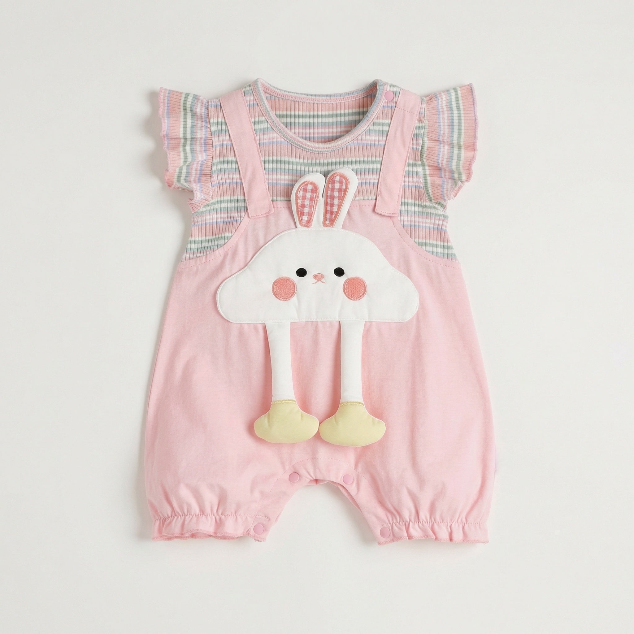 Faux Two-piece Cloud Bunny Flutter Sleeve Jumpsuit Girl