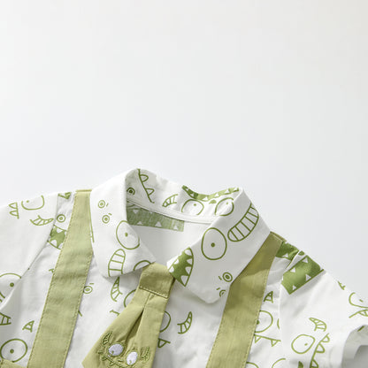 Faux Two-piece Monster Jumpsuit Boy