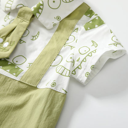 Faux Two-piece Monster Jumpsuit Boy