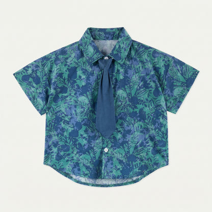 Tie All-over Botanical Print Shirt Suit Boy