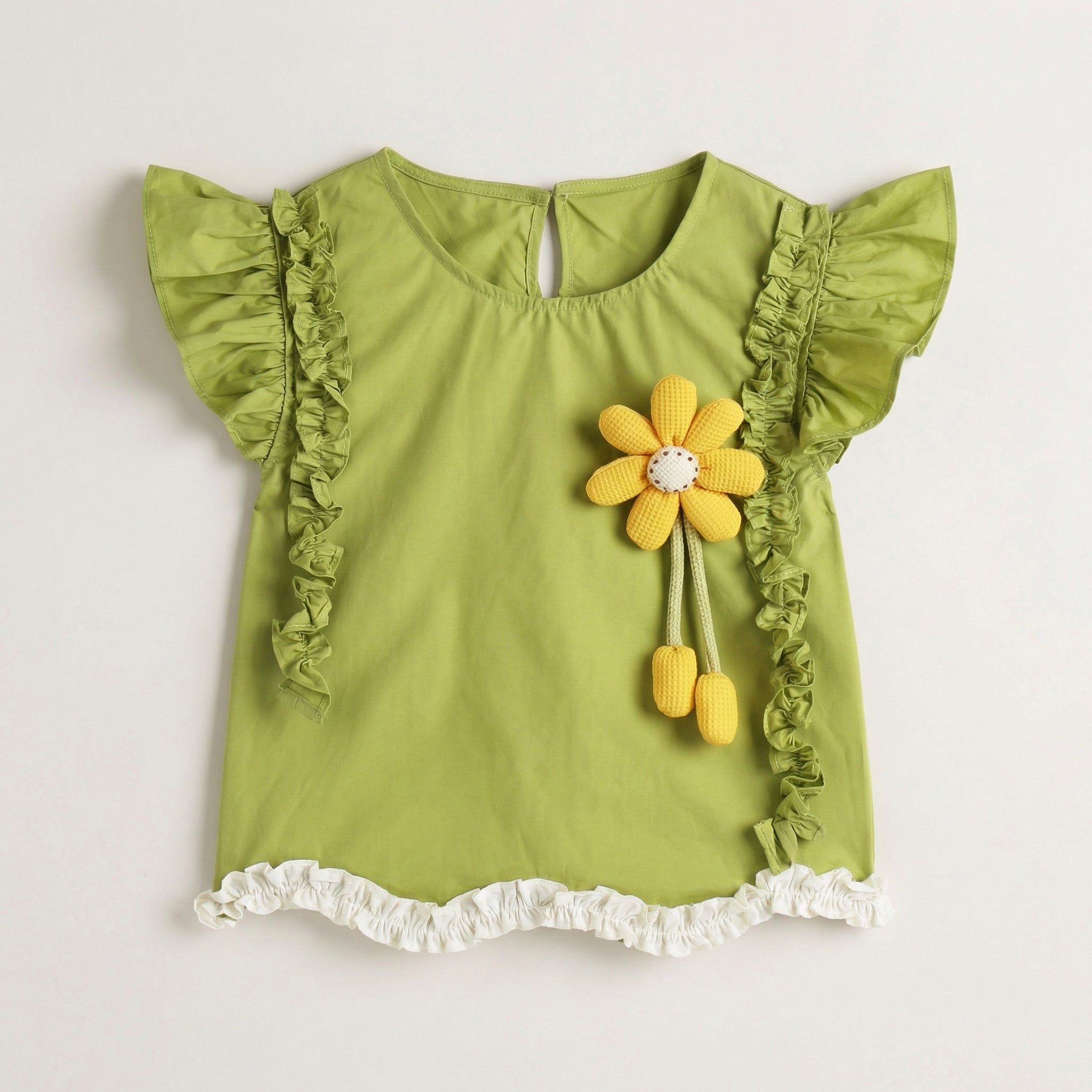 Little Yellow Flower Flutter Sleeve Suit Girl