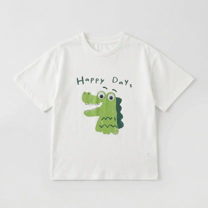 Playful Graphic T-shirt Suit Green Boy