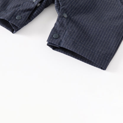 Stripe Faux Two-piece Vest Gentleman Jumpsuit For Party Boy