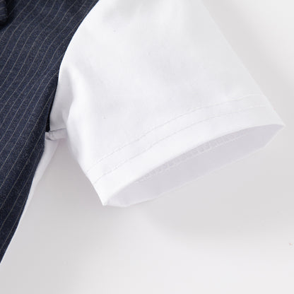 Stripe Faux Two-piece Vest Gentleman Jumpsuit For Party Boy