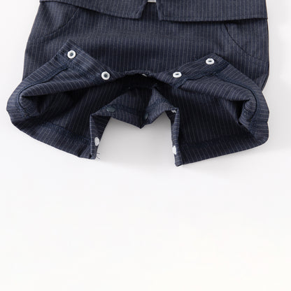 Stripe Faux Two-piece Vest Gentleman Jumpsuit For Party Boy