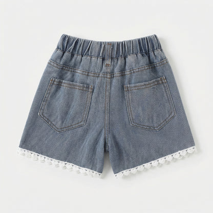 Lapel Tiered Embroidery Shirt Denim Girl