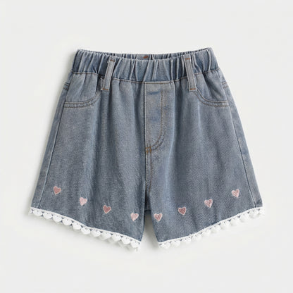 Lapel Tiered Embroidery Shirt Denim Girl