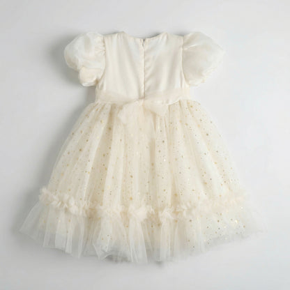 Lace Floral Tulle Dress Beige For Party Girl